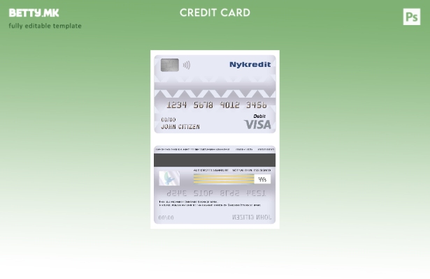 Модерен стил Данска Nykredit банка виза дебитна картичка шаблон